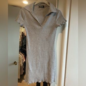Gray ribbed mini dress